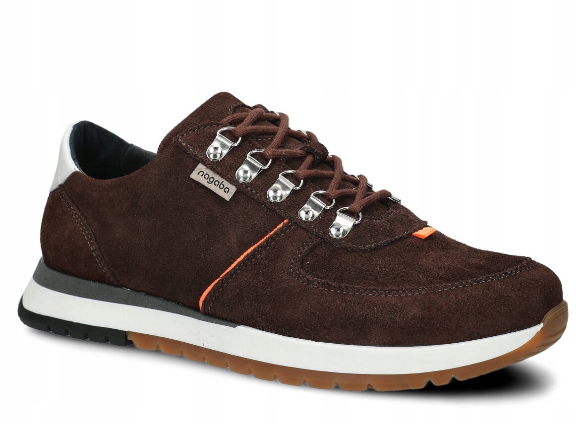 Nagaba 460 Tmavě Hnědý Velur Pohodlné, Kožené, Polské Pánské Polobotky