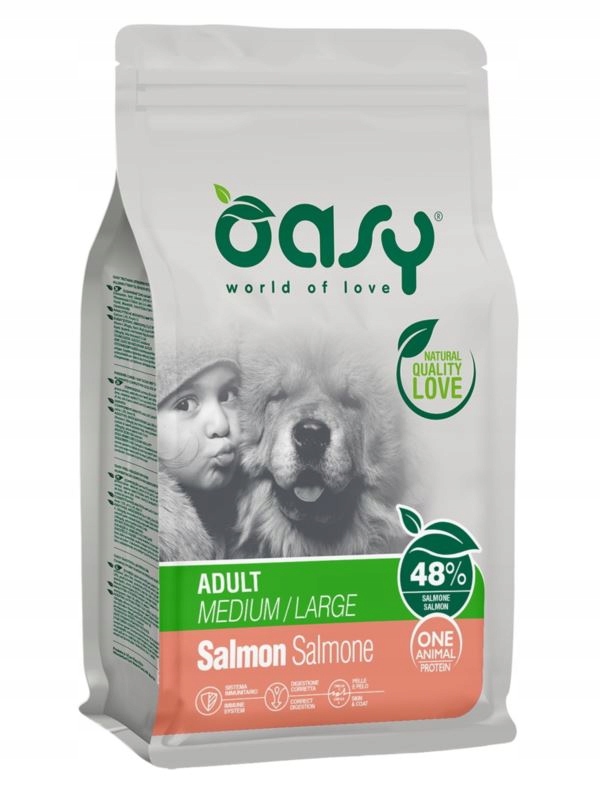 Levně Oasy Salmon Salmone Adult M/L Krmivo pro dospělé psy s lososem 12 kg