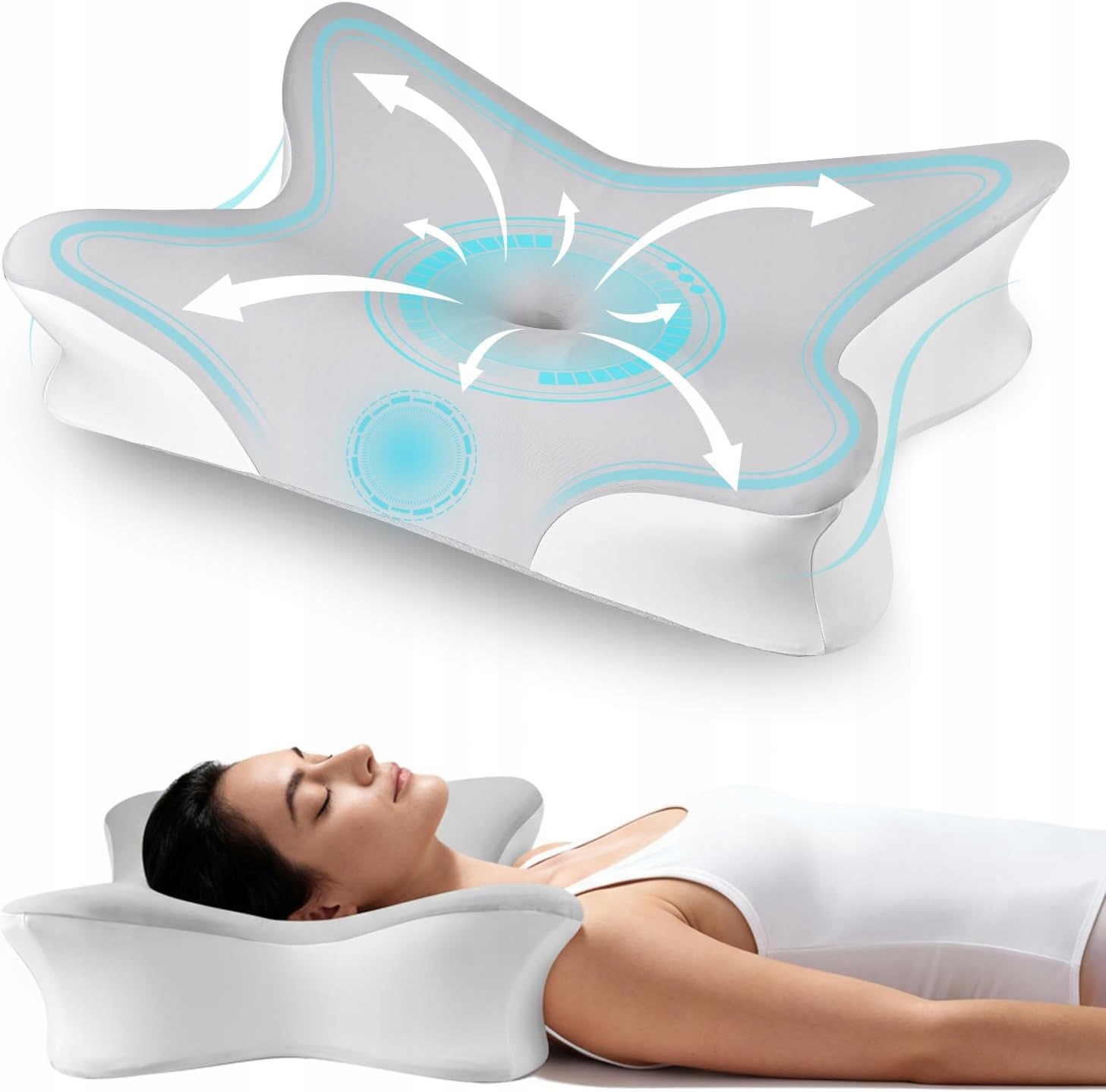 Poduszka Ortopedyczna Motylek Pianka Memory Żelowa pod Kark Profilowana