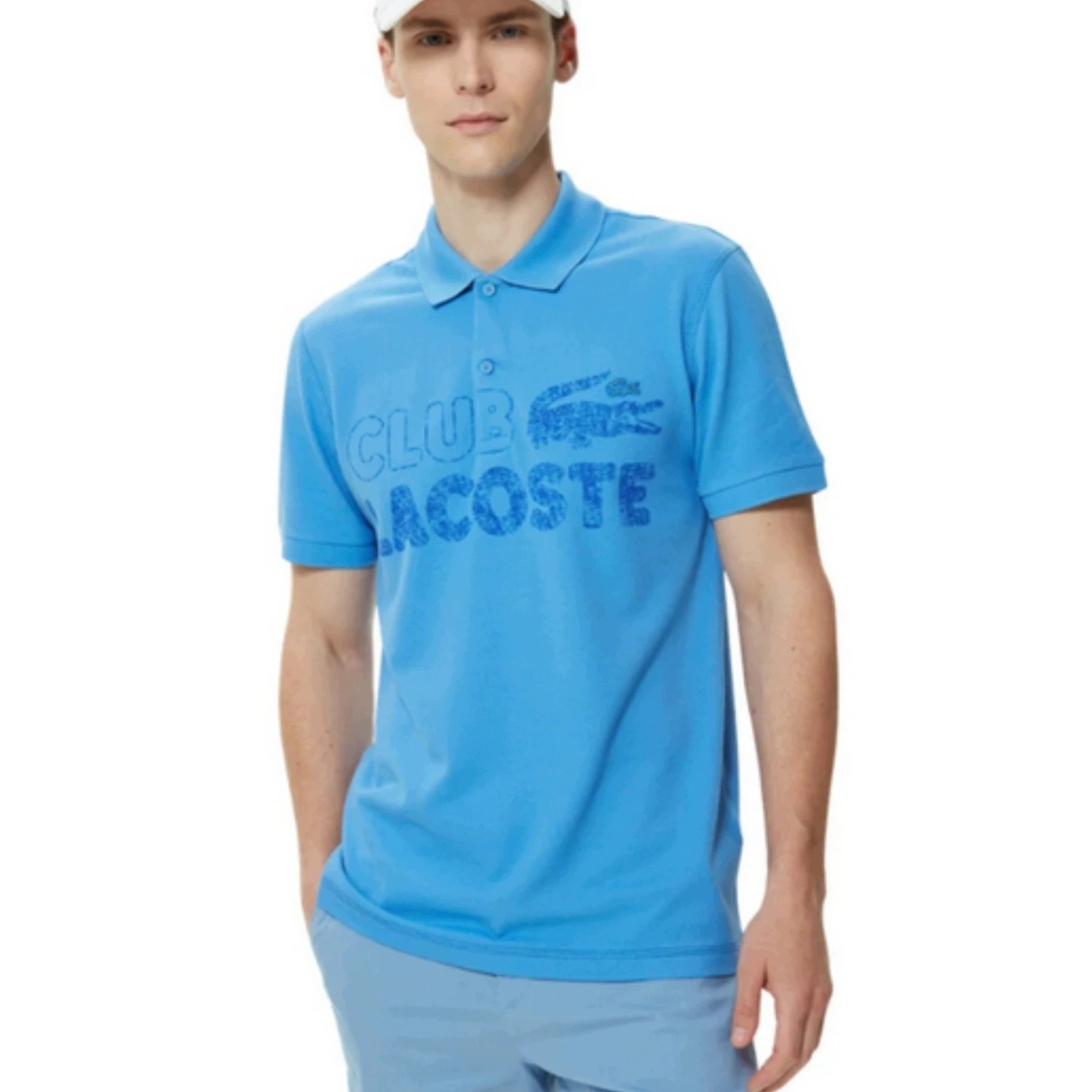 Tričko pánské polokošile Lacoste modré klasické s krátkým rukávem vel. S