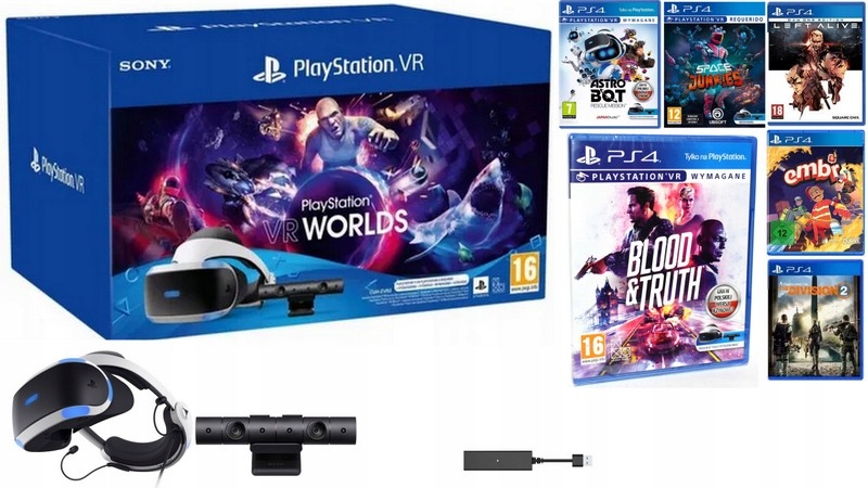 Nový komplet Ps Vr ZVR2 kamera 6 x hra Brýle Vr PS4 PS5