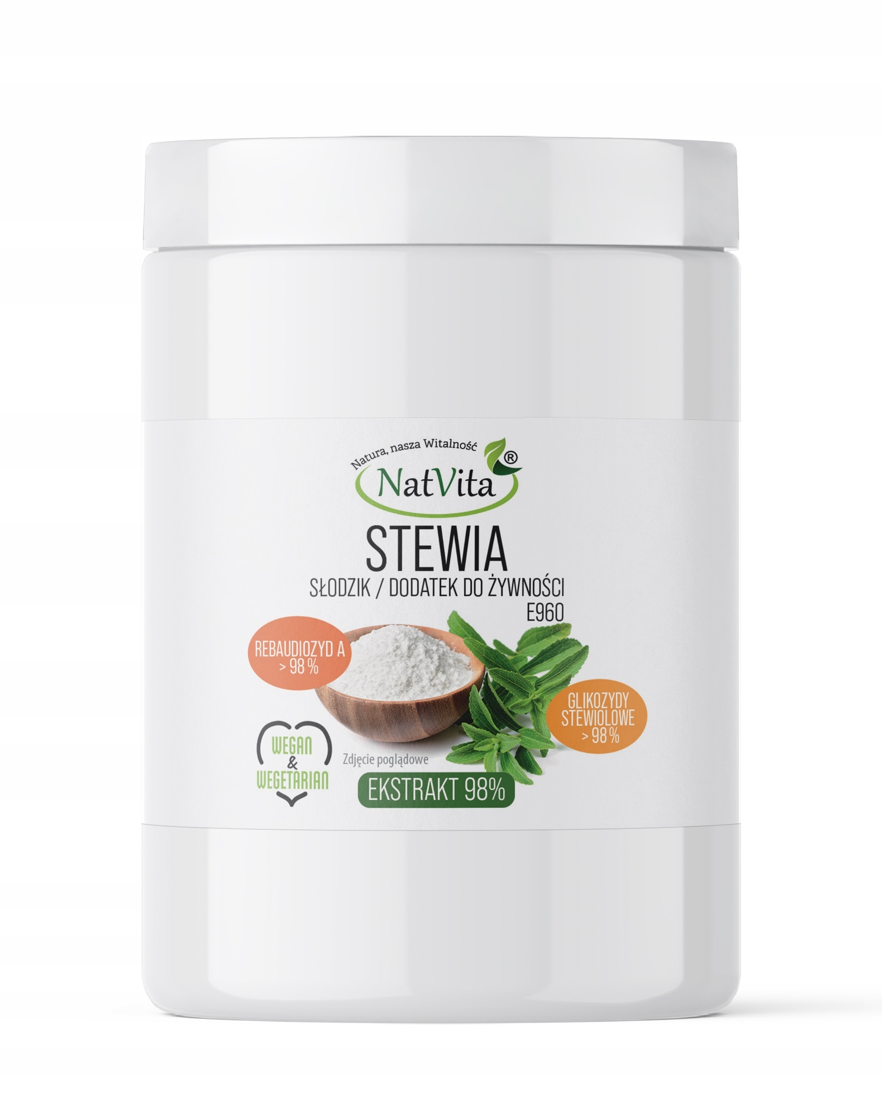Levně Stevia Extrakt Čistý 98% přírodní náhrada cukru Sladidlo 280g NatVita