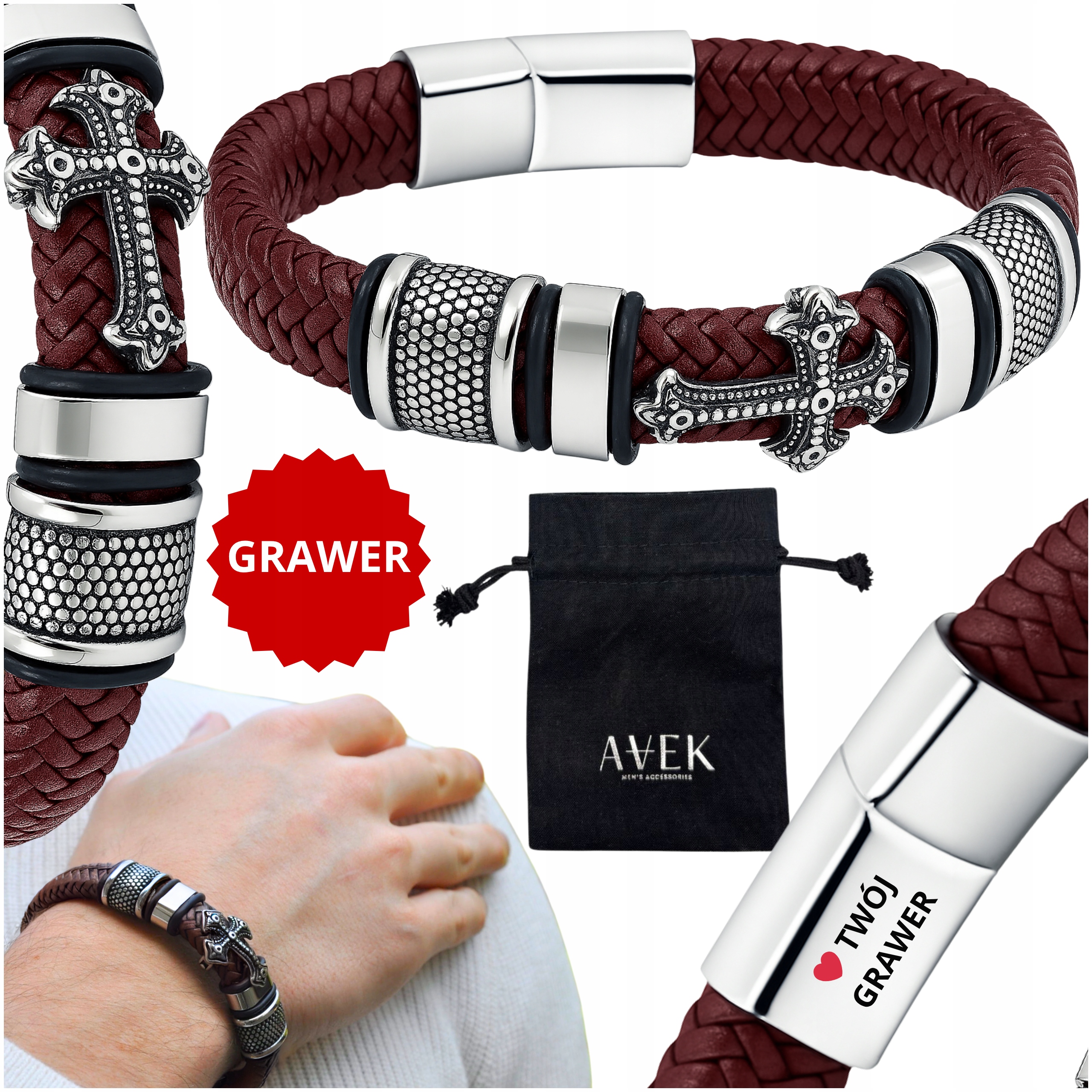 Pánský Náramek S S Gravírováním Ocel , Gravírování 21 CM