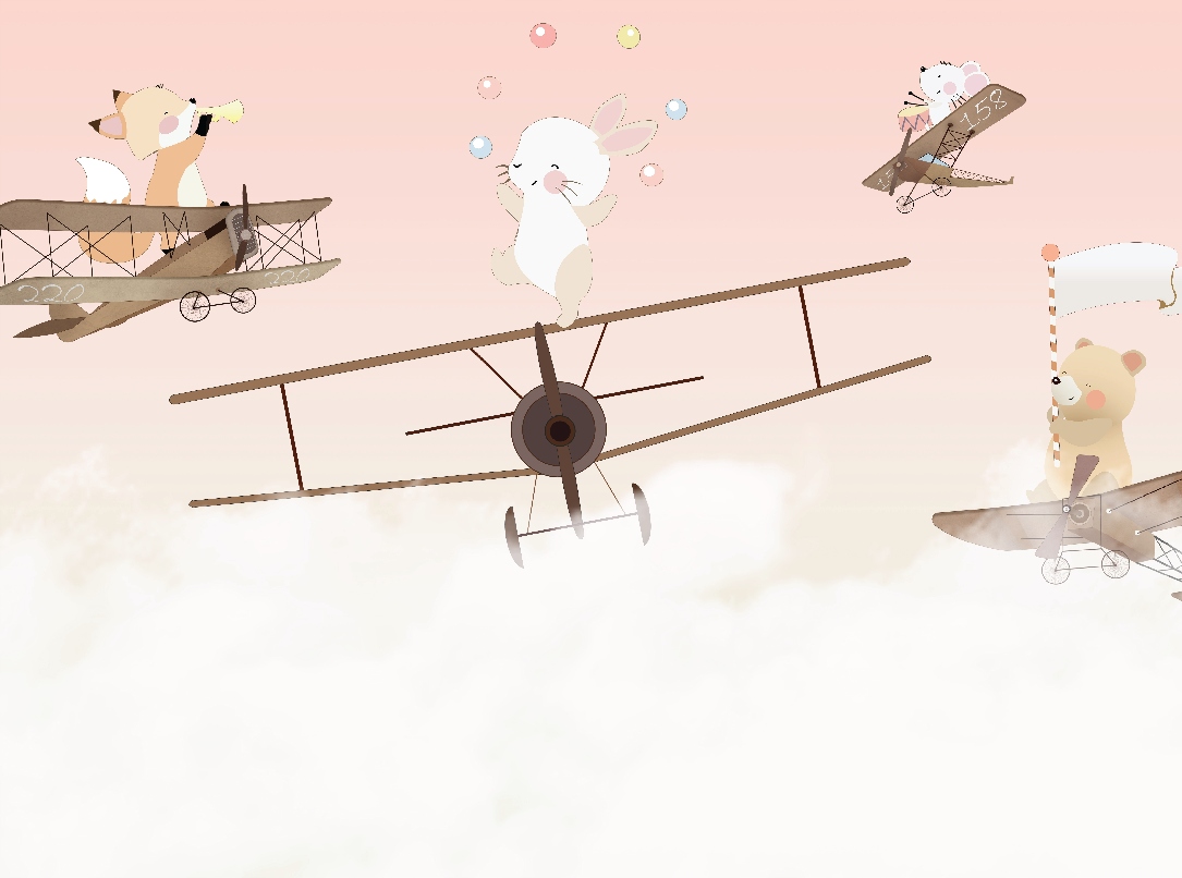 Fototapeta Zvieratká na lietadlách pre deti 350x260 cm štruktúra 350 g