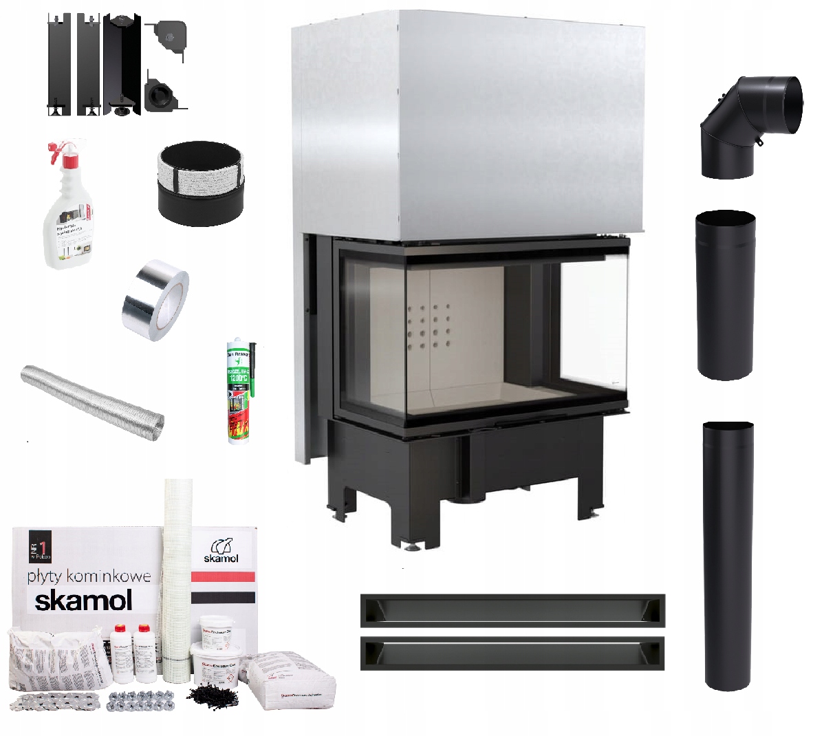 Kominek Vložka 3 skla Nbc 10 800X400 gilotiny Set