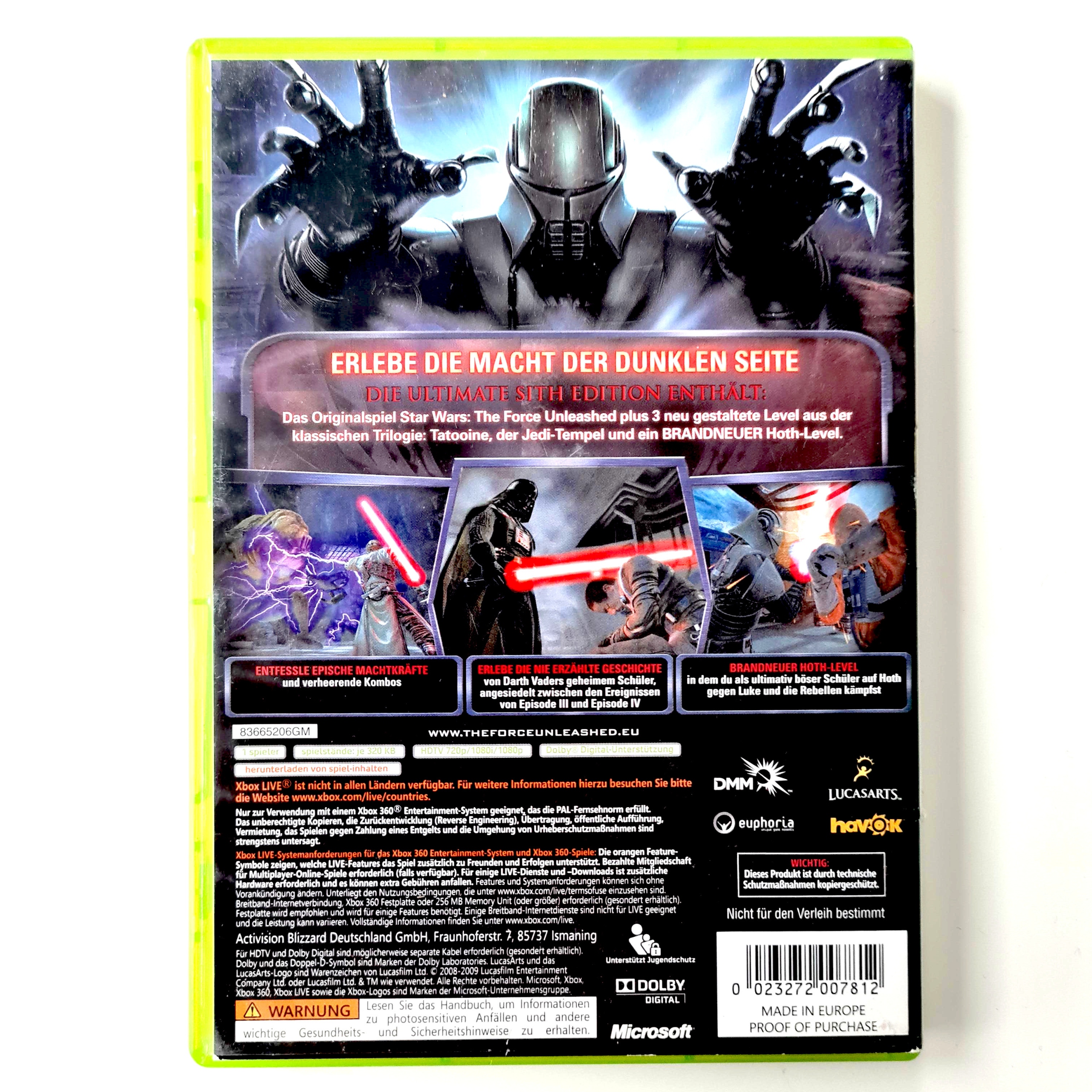 Star Wars Force Unleashed SITH EDITION Xbox 360 Pudełkowa Gwiezdne Wojny Producent LucasArts