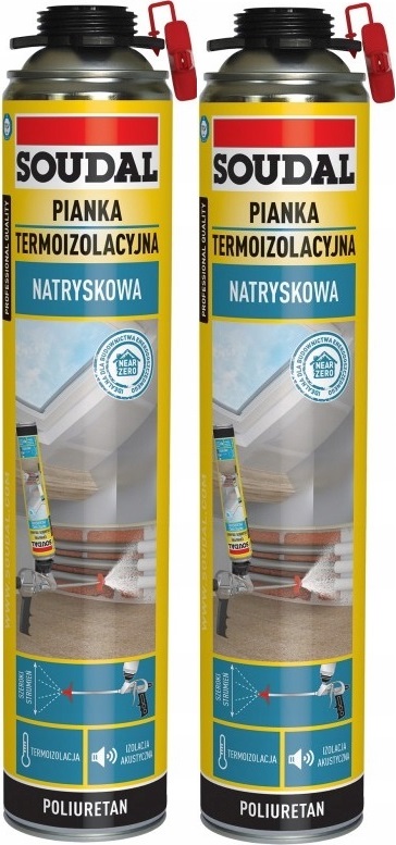 2ks Soudal Pur Termoizolační Akustická Stříkací Pěna 700 ml