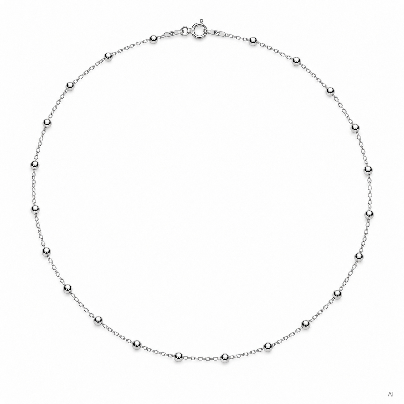 Stříbrný řetízek stříbro 925 dámský náhrdelník ankr 1,4 mm s kuličkou 3 mm 55 cm