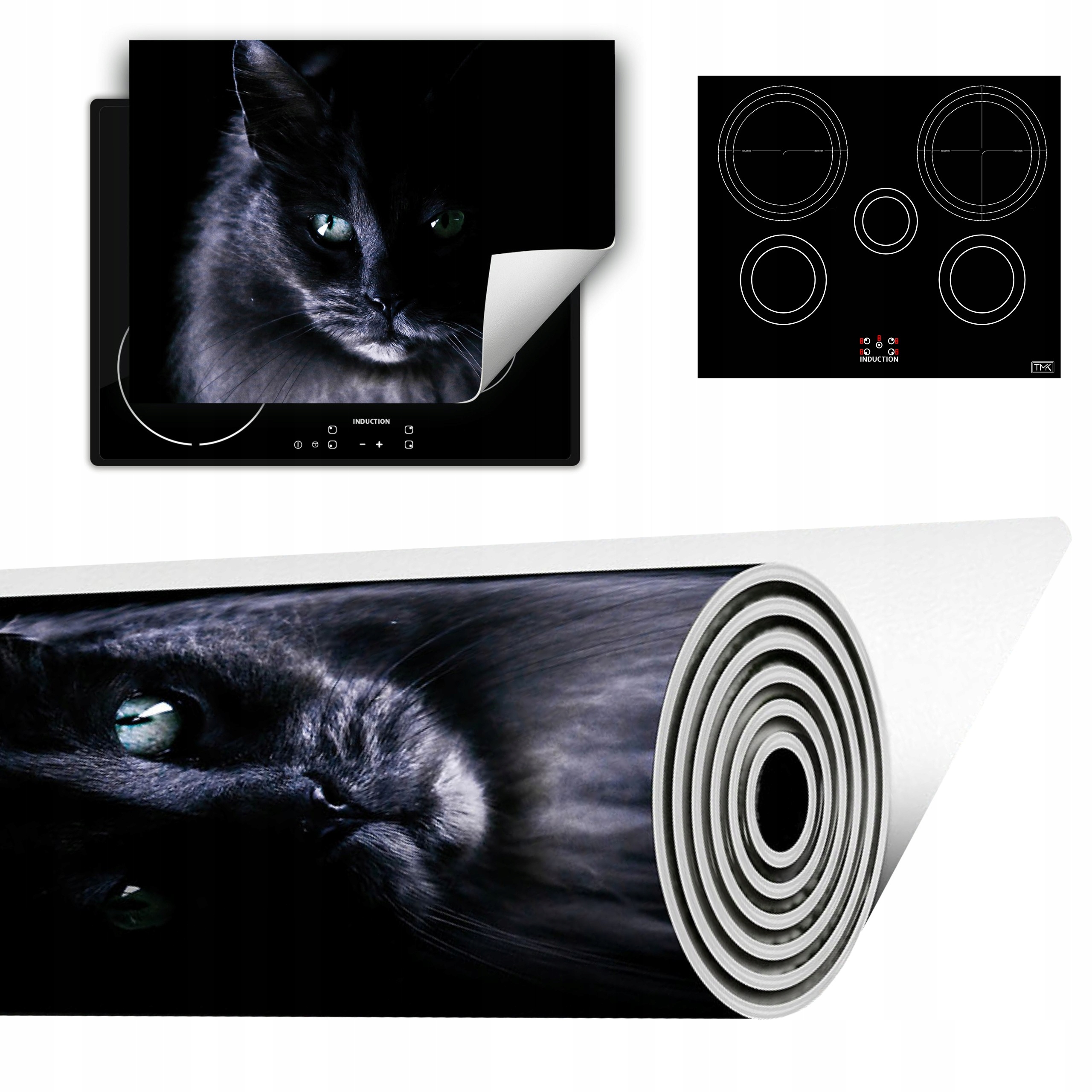 Vinylová Podložka Do Kuchyně Více Místa 70x52 černá kočka