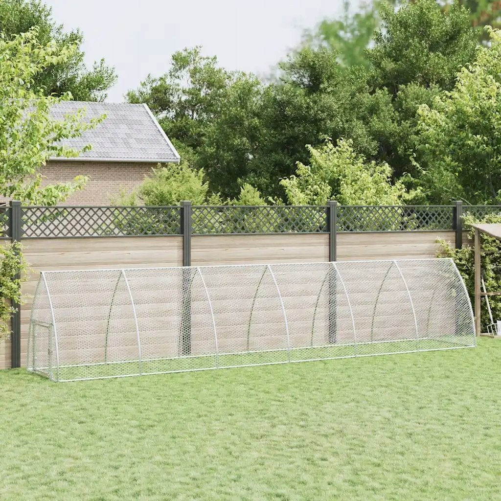 Klec pro kuřata, stříbrná, 600x105x120 cm, ocel