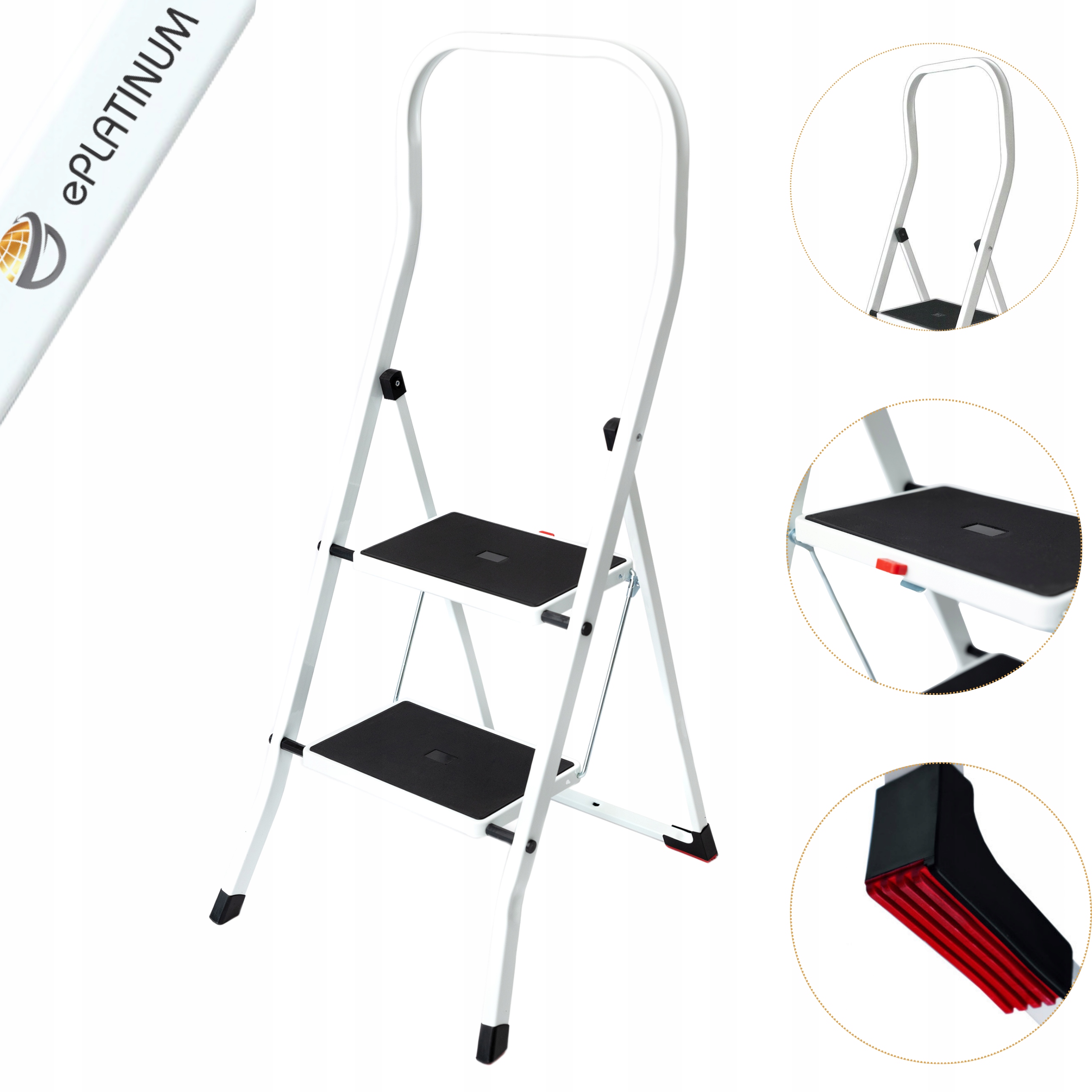 Žebřík Žebřík 2-STUPŇOVÝ Skládací Ocelový 150 kg Pevný Atest Tuv