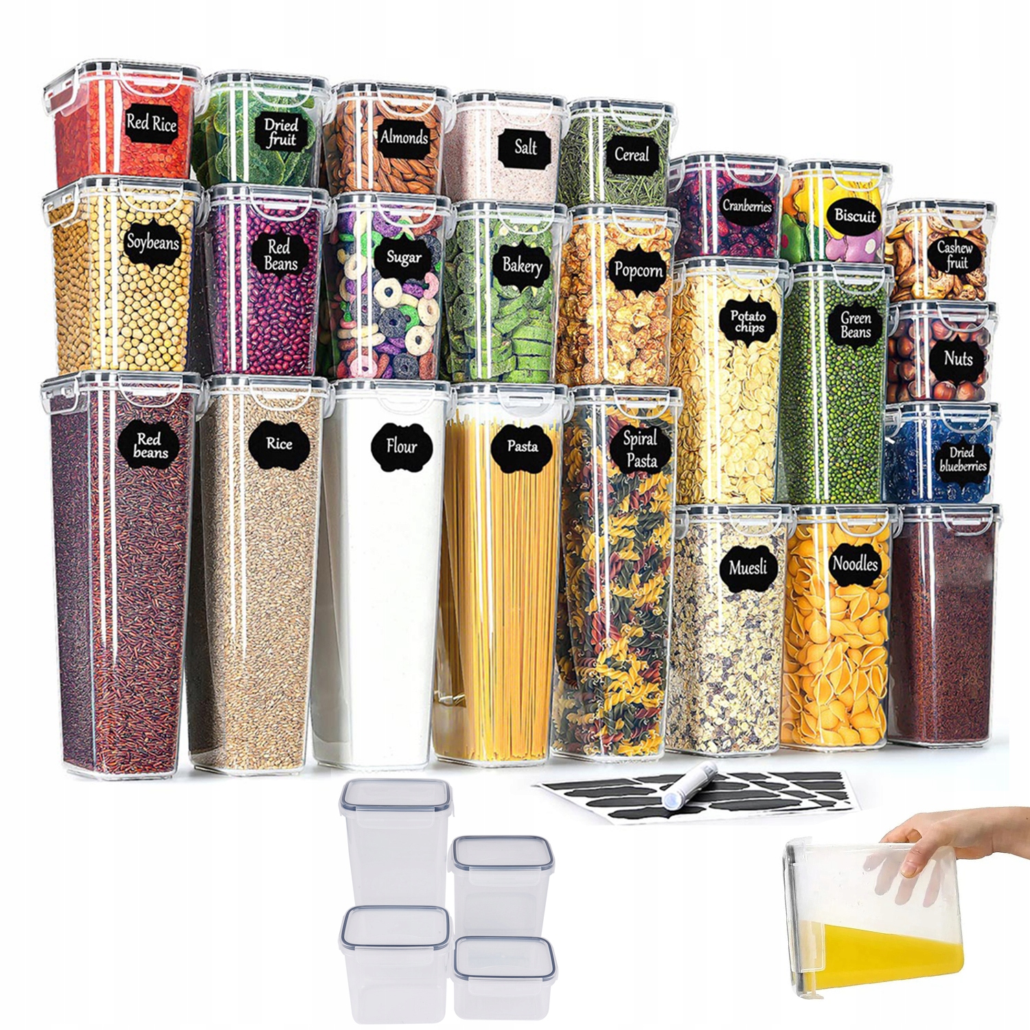 Nádoby Na Skladování Potravin, Sada 25 Ks S Těsnícím Víkem