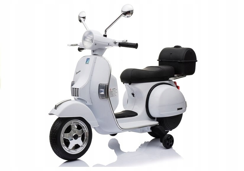 Motor na akumulator Skuter Vespa dla dzieci Kółka pomocnicze Ekoskóra