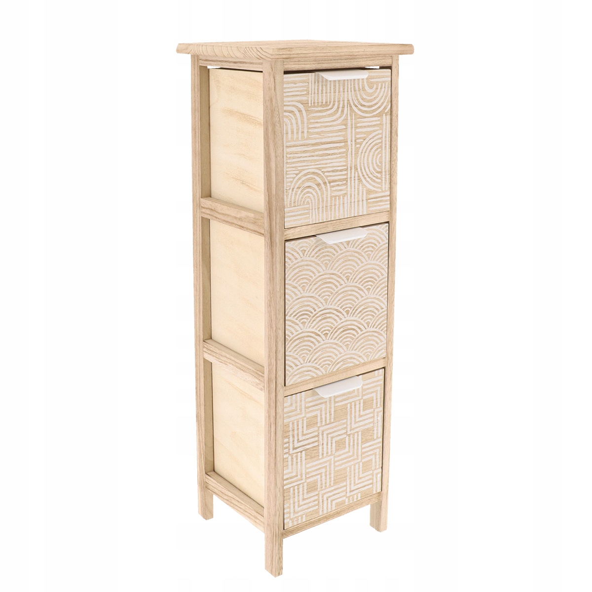 Koupelnový regál Zaro1 se 3 zásuvkami, stylový, dřevěný, dekorativní, velký