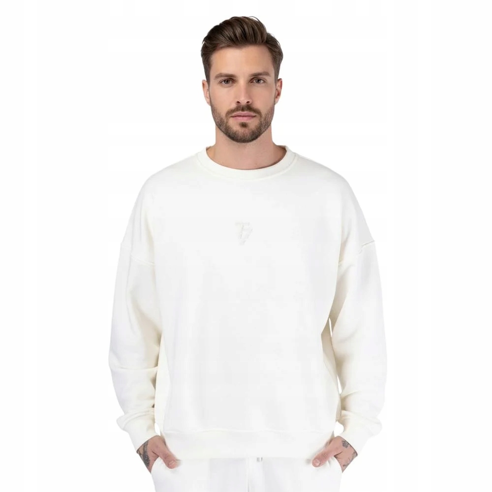 Pánská mikina T7 Haft Crewneck bavlna Bílá Crewneck-m-haft-off 2XL