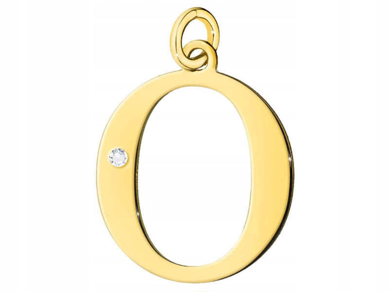 Zlatý přívěsek 585 velké písmeno O s briliantem na řetízek, písmeno přívěsku
