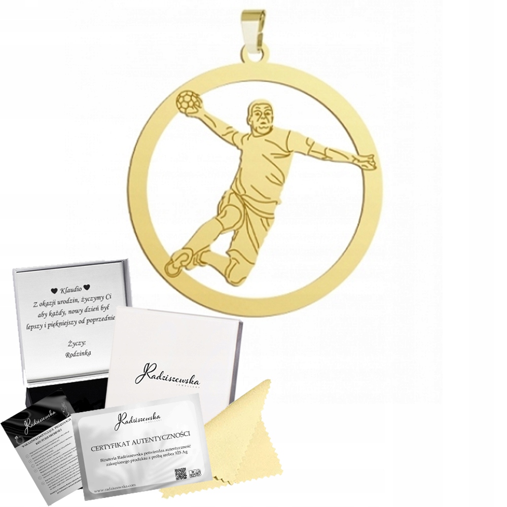 Zlatý Přívěsek Na Házenou Stříbro 925 Přívěsek Dárek K Narozeninám Gravírování