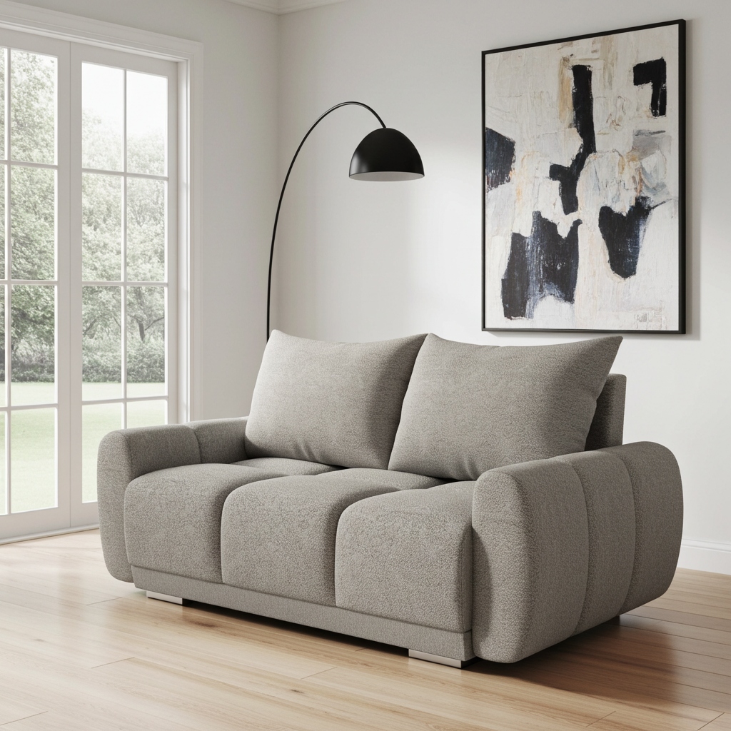 Malá Dvoumístná Sedací Souprava Do Obývacího Pokoje Honey 2 Beránek Boucle Béžová