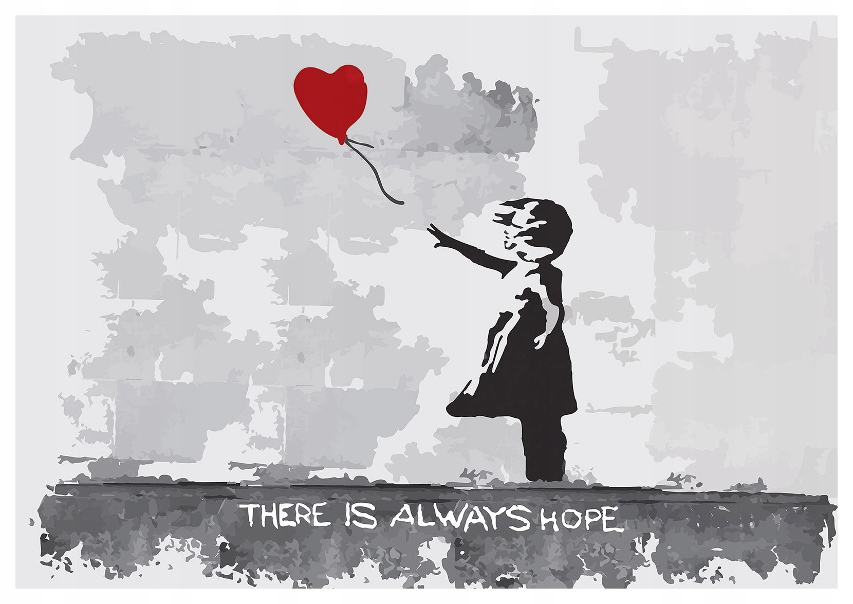 Fototapeta Dívka s balónem naděje šedá vinylová zeď 368x254 lepidlo