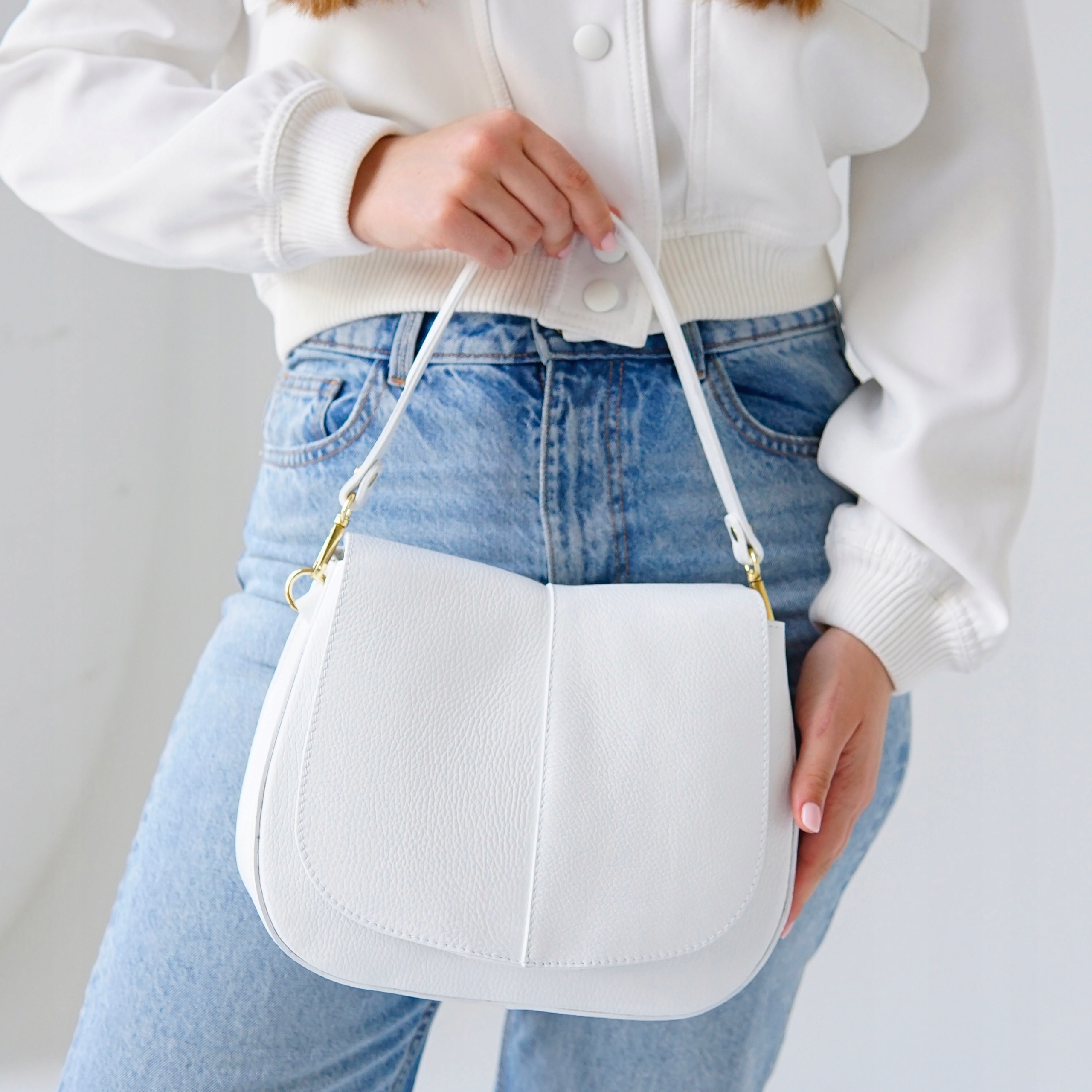 Dámská kabelka Přírodní kůže Gwinnett Bílá