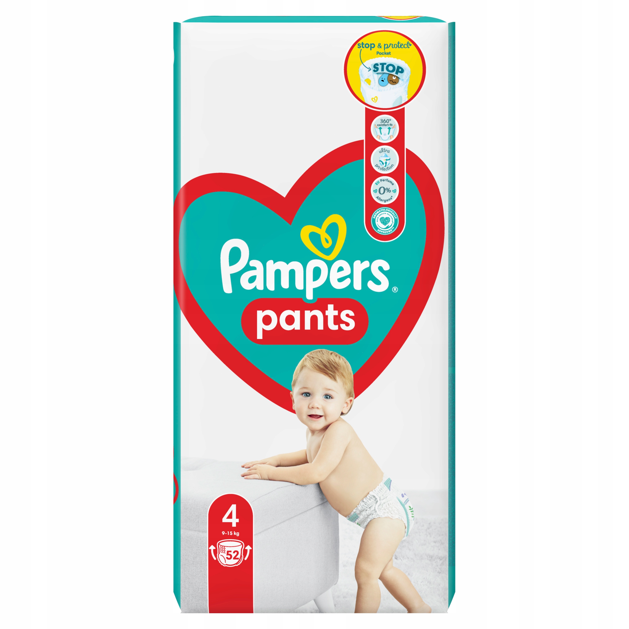 PAMPERS Pieluchomajtki PANTS 4 pieluszki 52 szt Rozmiar Rozmiar 4