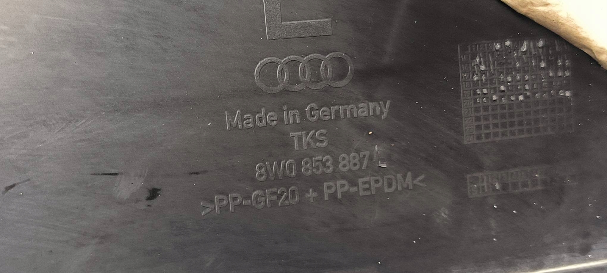 mudguard left 8W0853887 front AUDI A4 B9