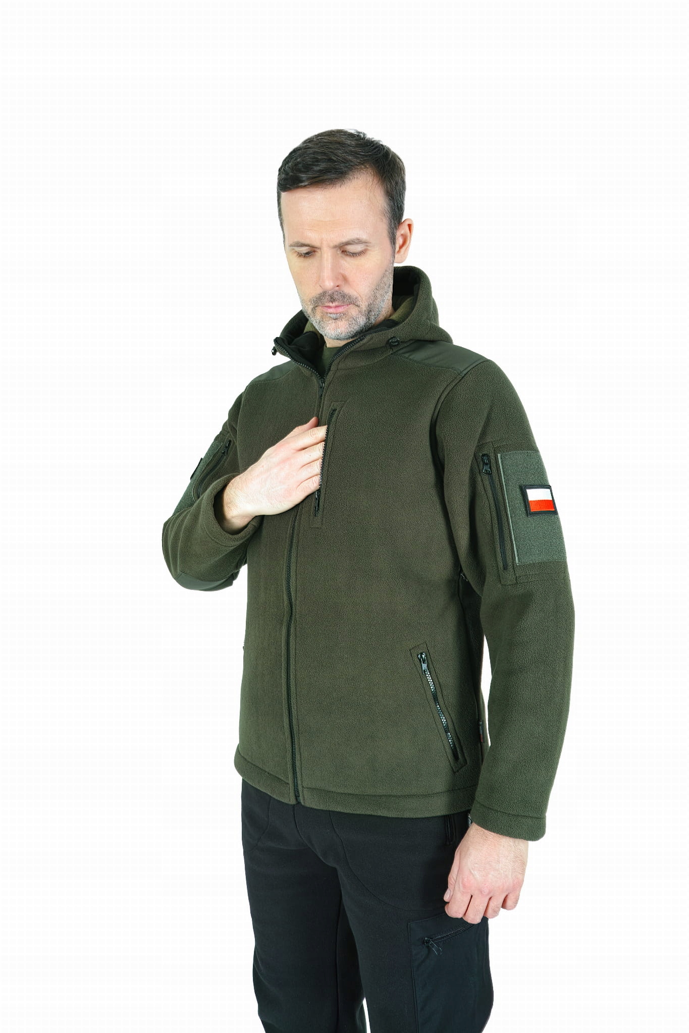 Pánský Vojenský Fleecová Mikina S Kapucí Polská Bunda Vysoká Kvalita! 420 g/m2 -XL