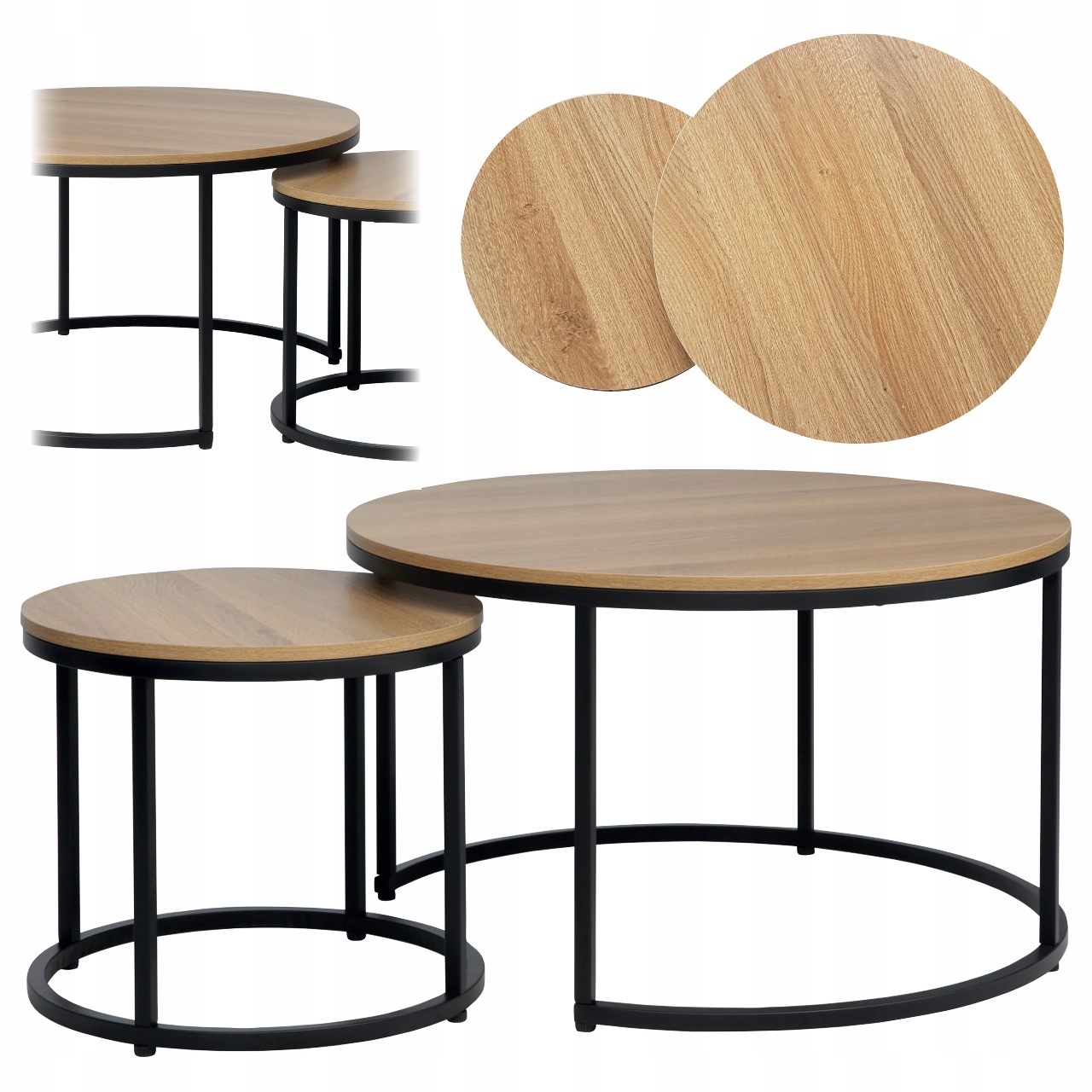 Zestaw ław DION - dąb/czarny DIONDC Signal