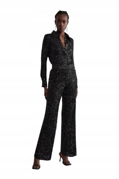 Karen Millen Černé Elegantní Kalhoty S Flitry Petite 36 B1F