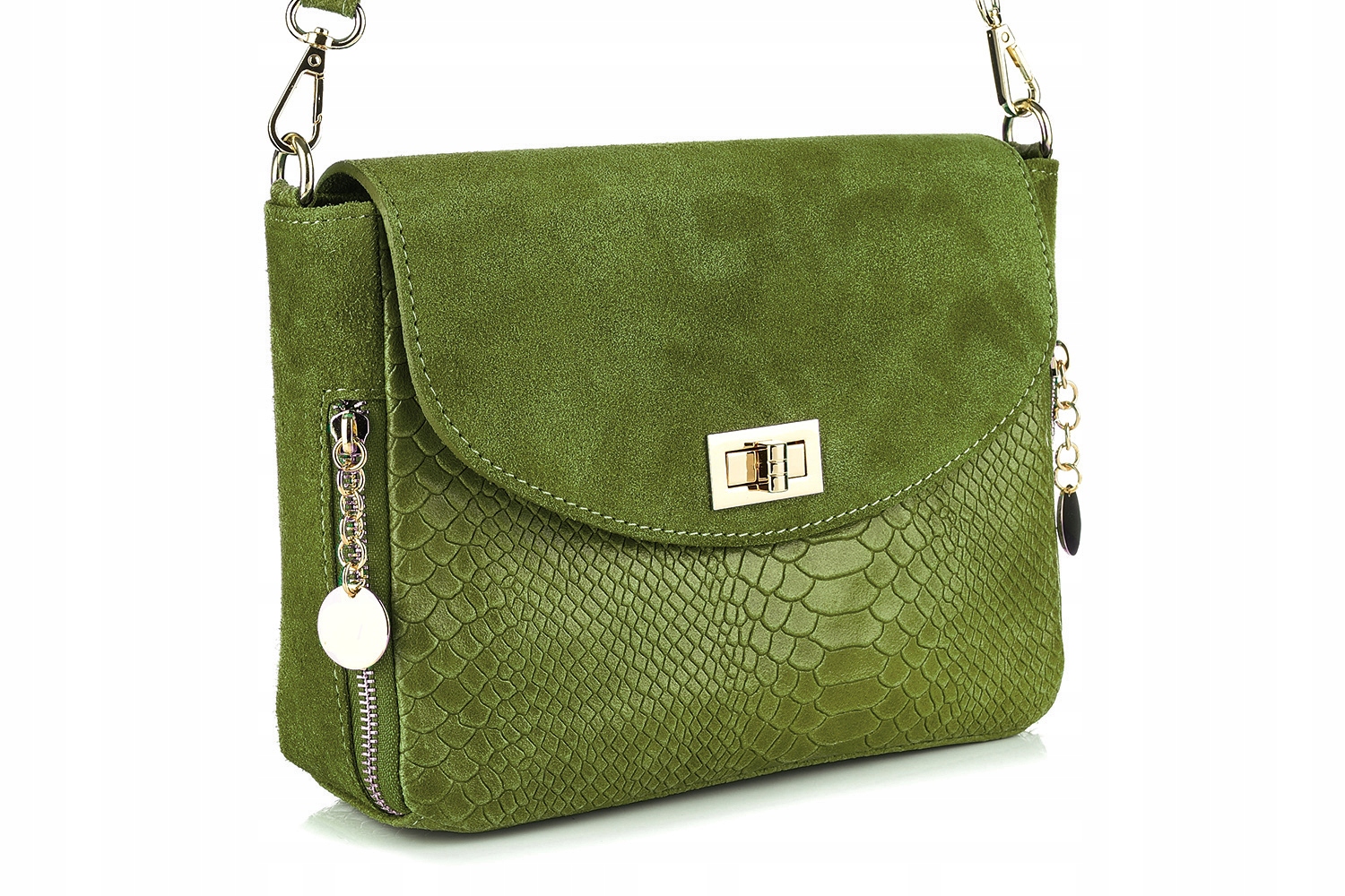 Italská kožená kabelka přes rameno hadí kůže semišová kůže vizitková taška