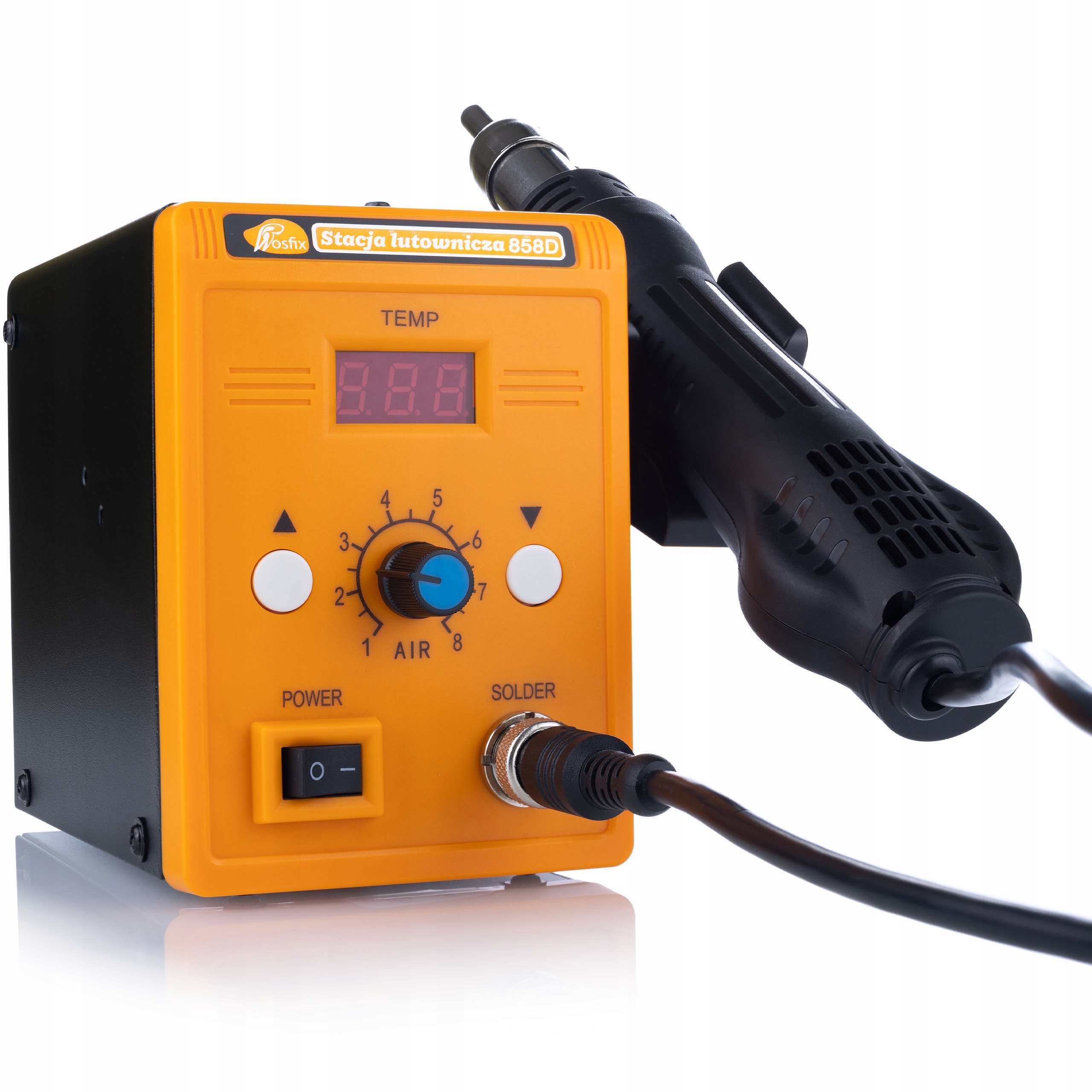 NIEZAWODNA STACJA LUTOWNICZA ROSFIX HOT-AIR 858D + TYGIEL + TOPNIK RMA-223 Rodzaj na gorące powietrze