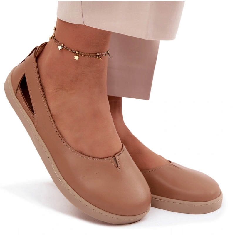 Baleríny Barefoot Přírodní Kůže Pohodlné Zazoo 10217 Cappucino 39