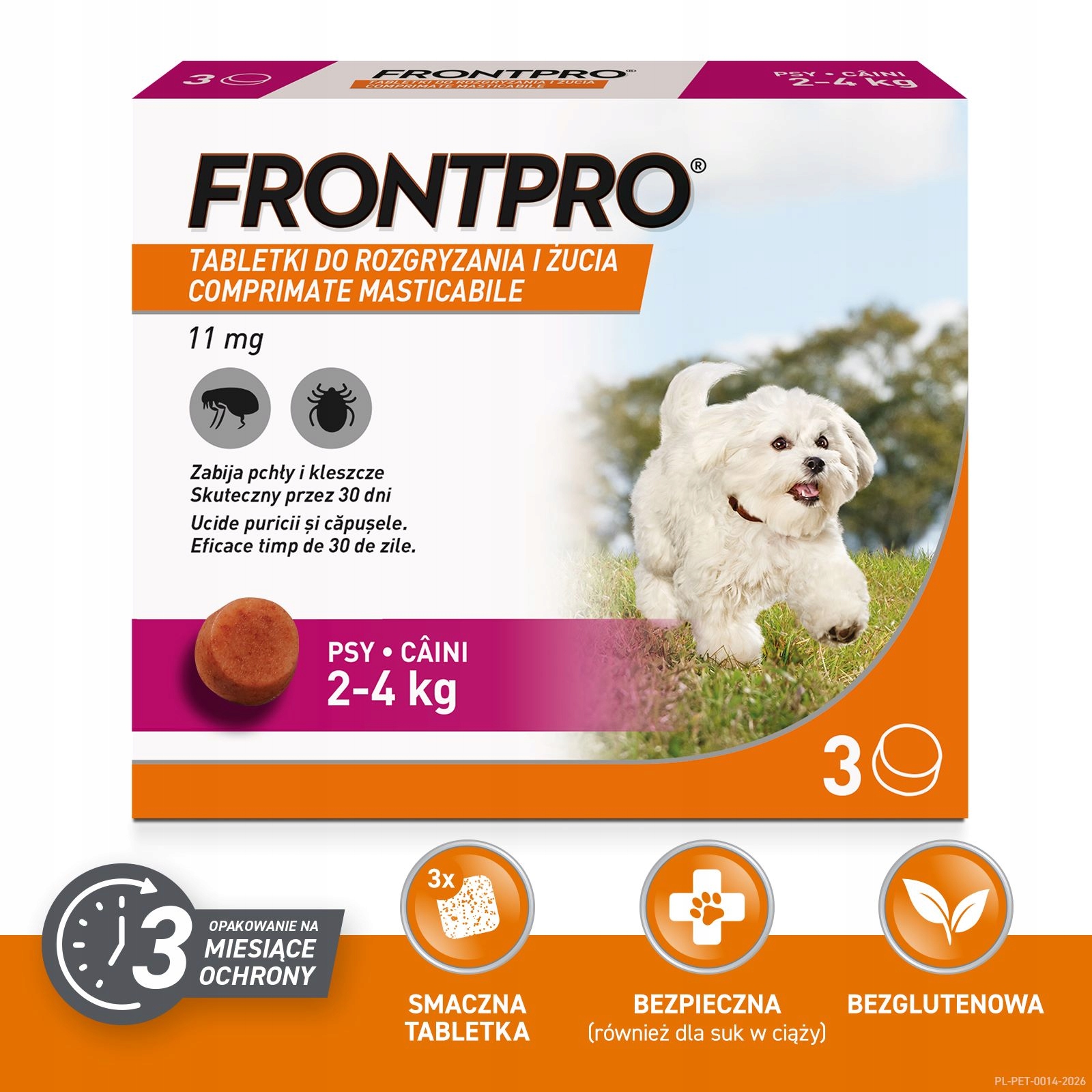 FrontPro 11 mg x 3 tab. dla psów 2-4 kg