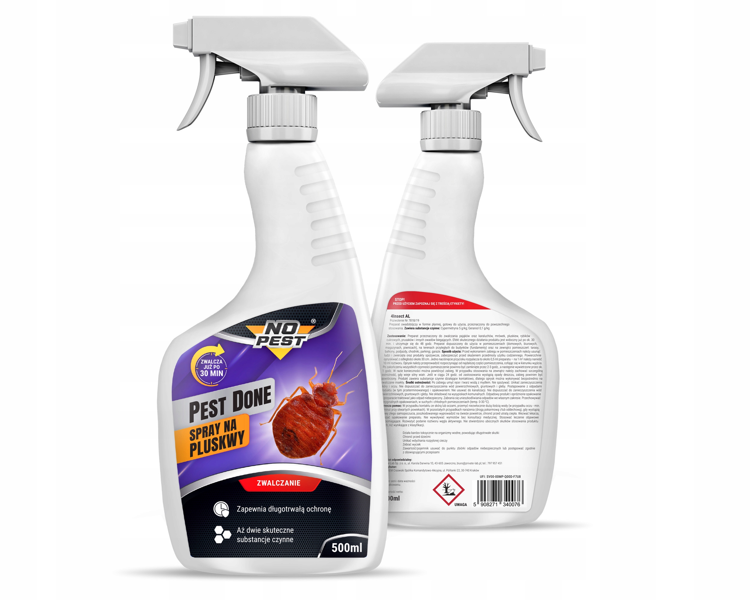 SPRAY ŚRODEK PREPARAT NA PLUSKWY DOMOWE MRÓWKI PCHŁY NO PEST 500ML (2 SZT) Producent No-Pest