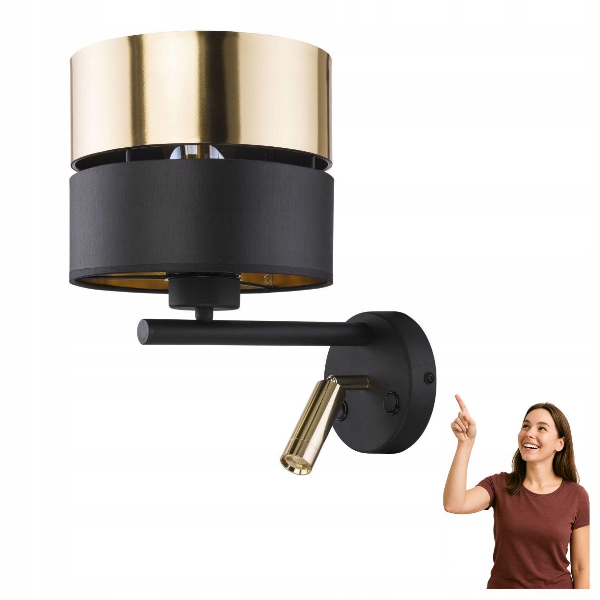 Nástenné svietidlo na čítanie Hilton Black/gold 2579 Tk Lighting