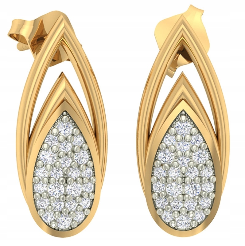 Zlaté Náušnice Zirkony Na Petci, Vzorek Ryzost 585