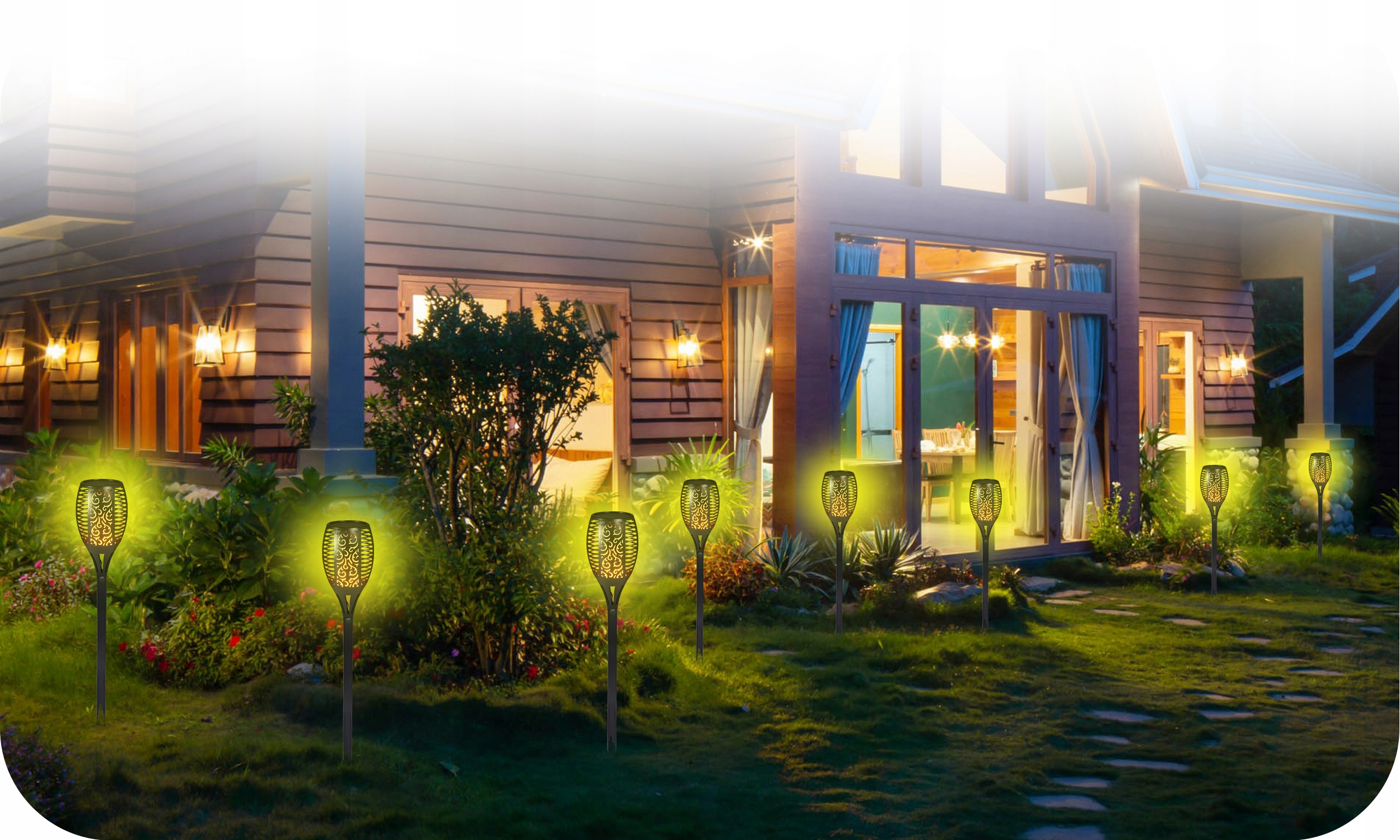 LAMPA SOLARNA LED POCHODNIA EFEKT PŁOMIEŃ OGIEŃ LAMPKI SOLARNE 8 SZTUK Kod producenta 5906479573197