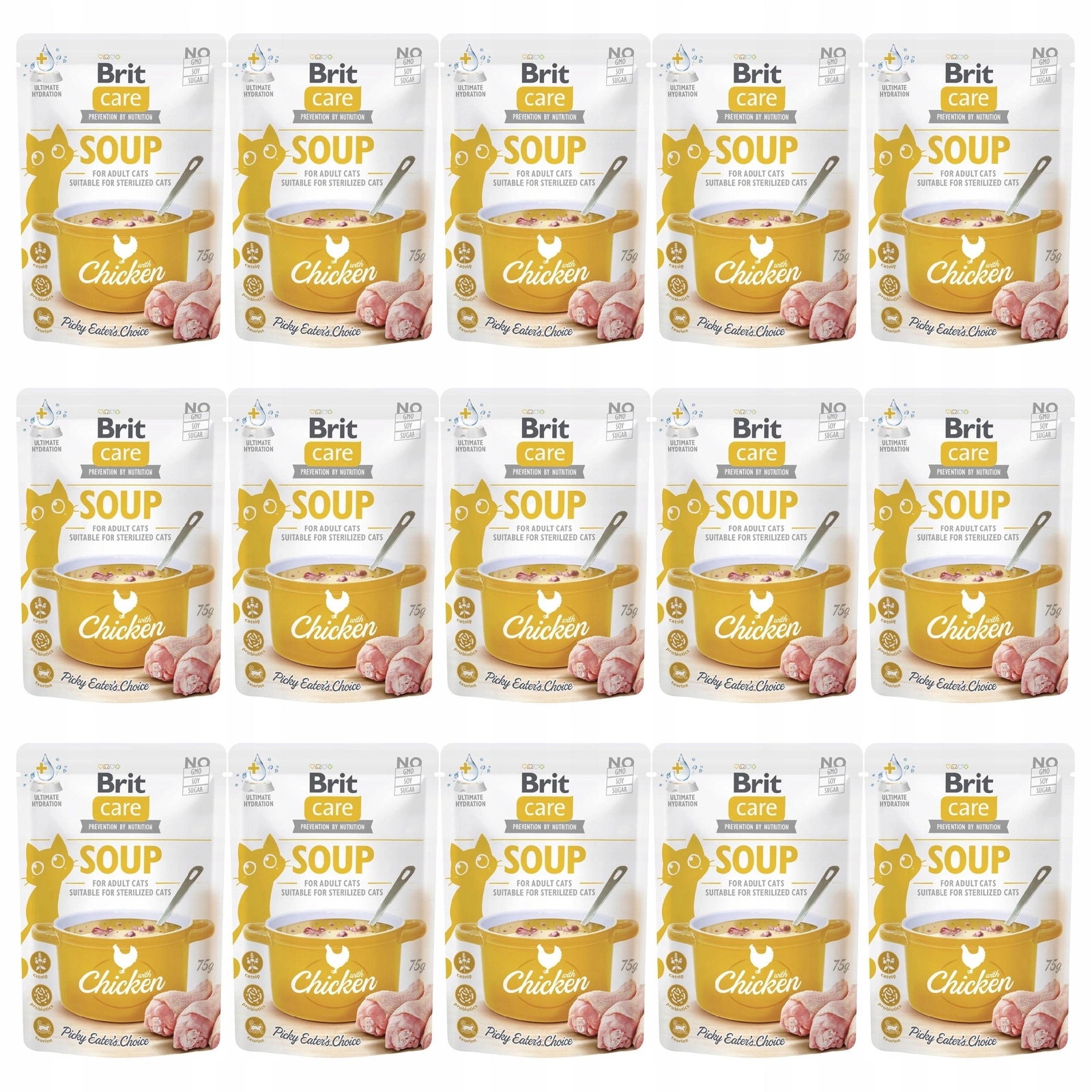Brit Soup krmivo mokrá polévka pro kočky Kuře 15 x 75 g