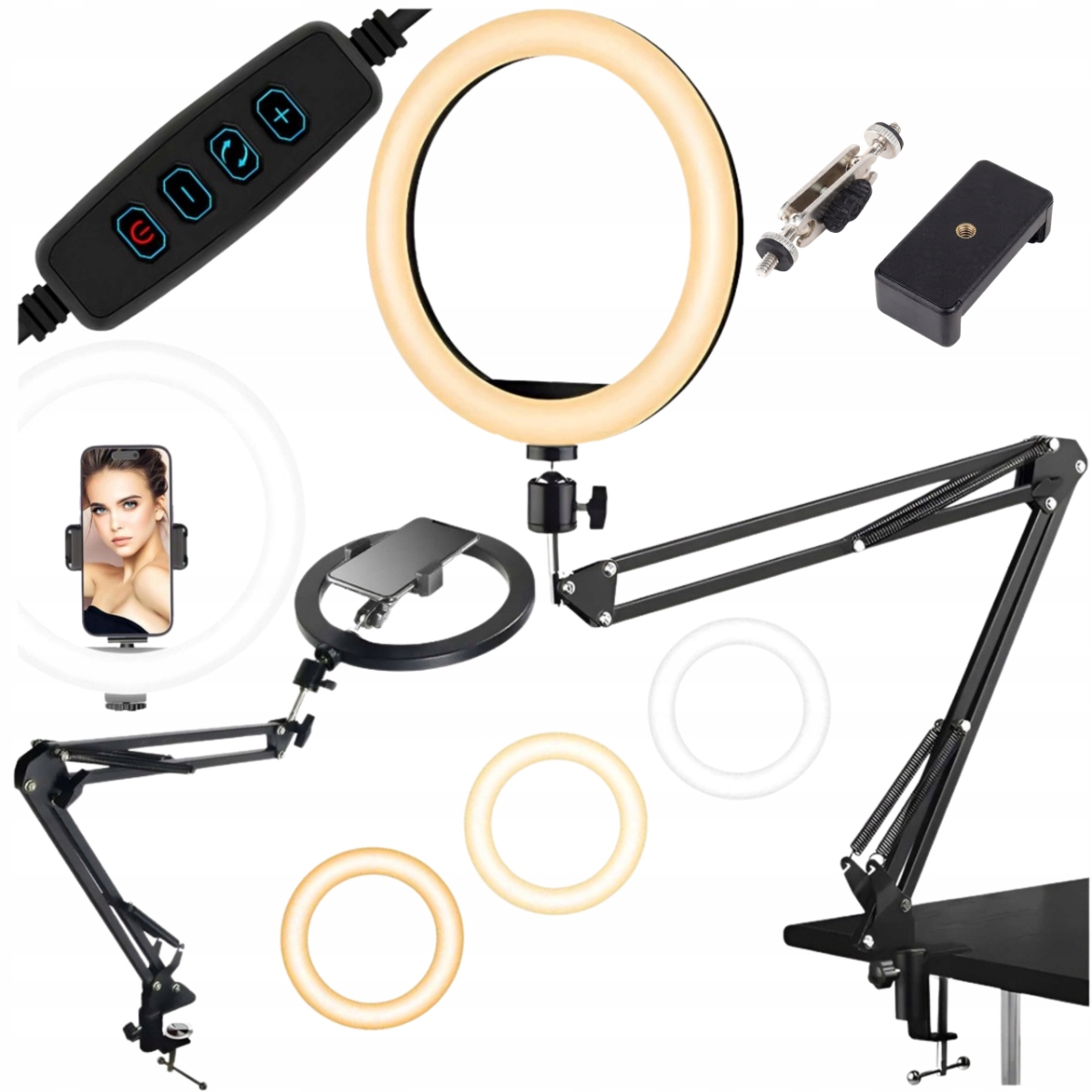 LAMPA LED PIERŚCIENIOWA DO ZDJĘĆ STATYW RING UCHWYT NA TELEFON PILOT