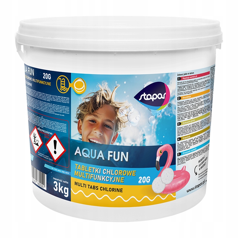 Małe Tabletki Chlorowe Multifunkcyjne Chlor do Basen Jacuzzi Stapar 20g 3kg