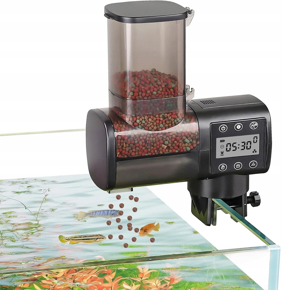 Levně Automatické krmítko na ryby 500 ml s LCD displejem 6 Krmení denně