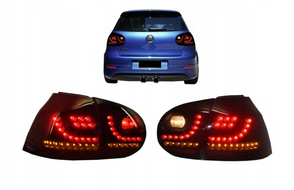 LED svetlá pre VW Golf V 5 Pohyb vľavo 04-09 Fajčiť Extrémne čierna Look