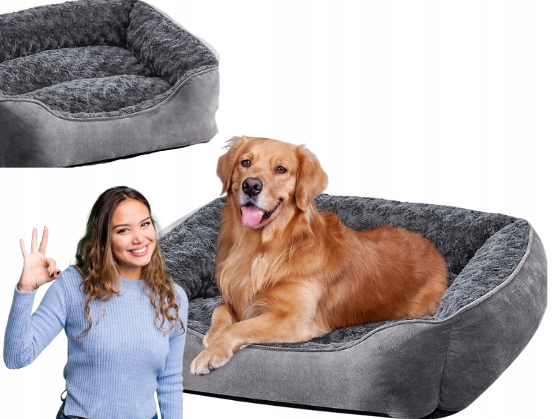 Velké Pelíšek Lehátko 76 X 61 CM Plyšové, Protiskluzové, Šedé