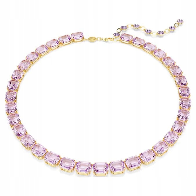 Náhrdelník Swarovski Tennis Millenia křišťál fialový ocel pozlacená regulérně