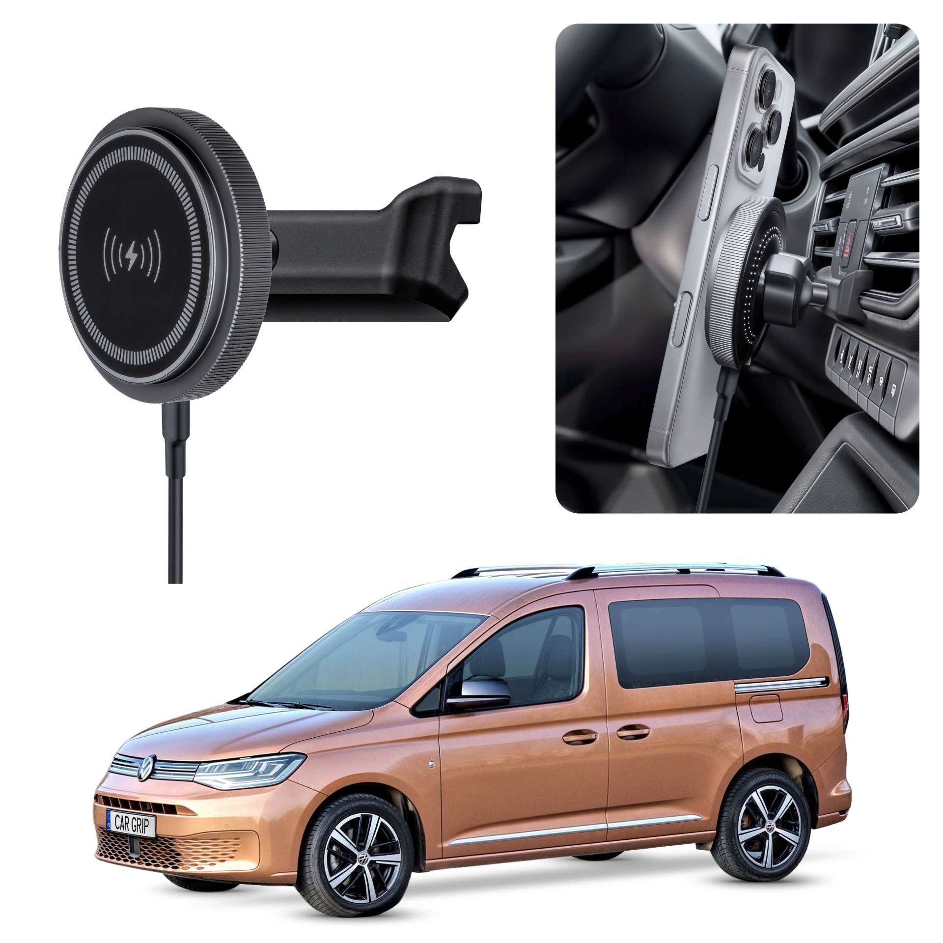 Uchwyt magnetyczny MagSafe z ładowaniem do Volkswagen Caddy 5 (2020-)