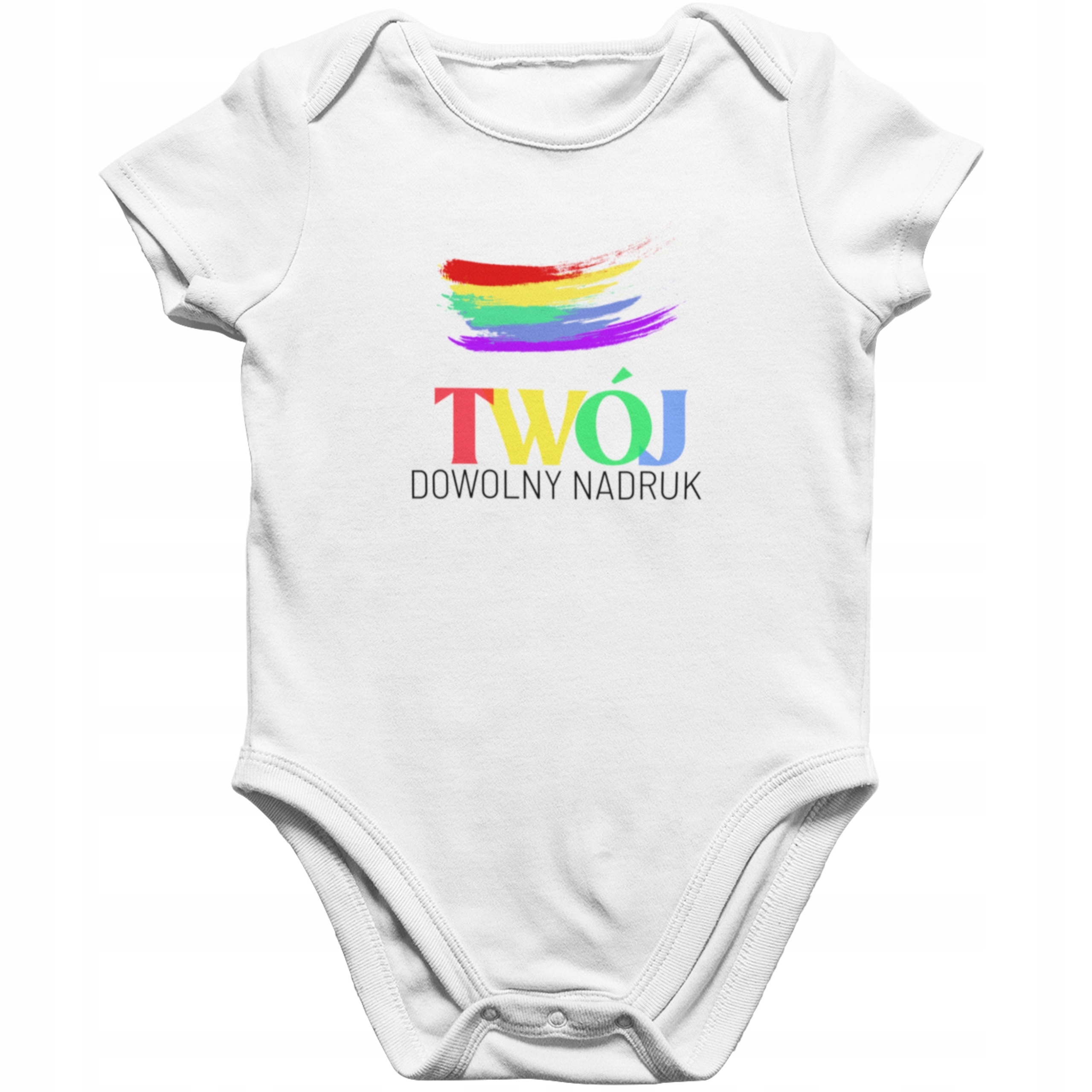 POLSKIE BABY BODY DZIECIĘCE Z TWOIM NADRUKIEM LOGO Dekolt okrągły