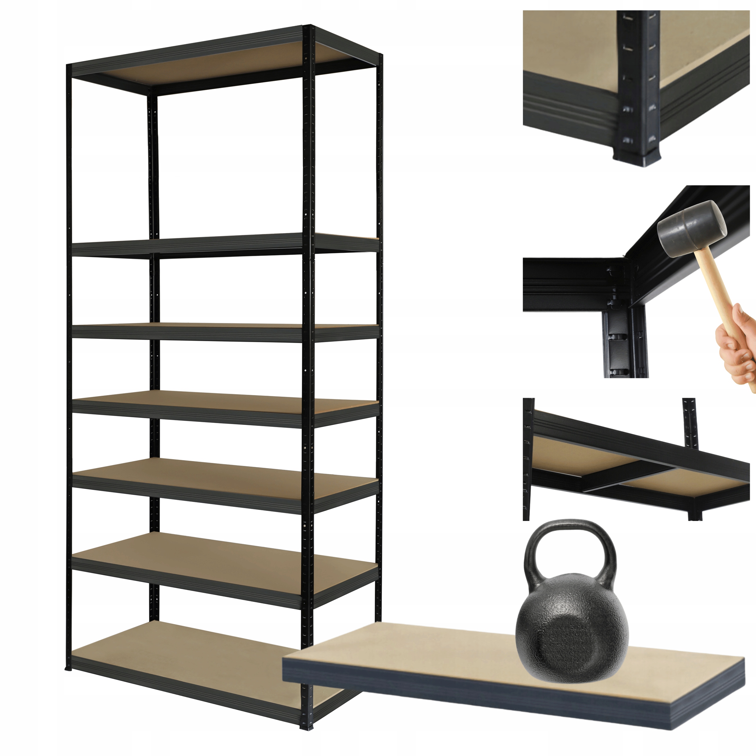 Kovový skladovací regál Helios 270x100x50 cm 7Px175 kg 300TYS Komb