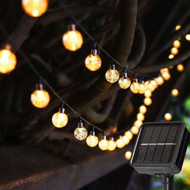 LAMPKI OGRODOWE SOLARNE 40 LED CIEPŁE GIRLANDA OZDOBNA DEKORACJE Długość wbijanego grota 18 cm