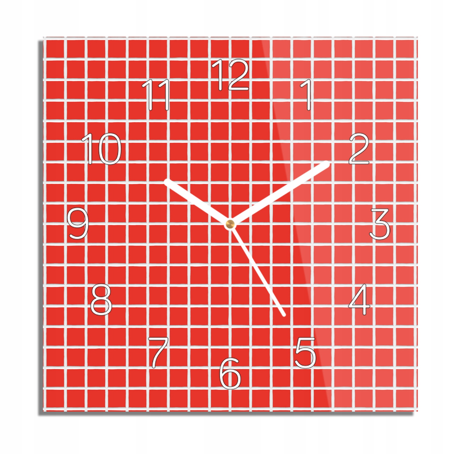 

Wzór kratka zegar na szkle cichy 30x30 kwadrat