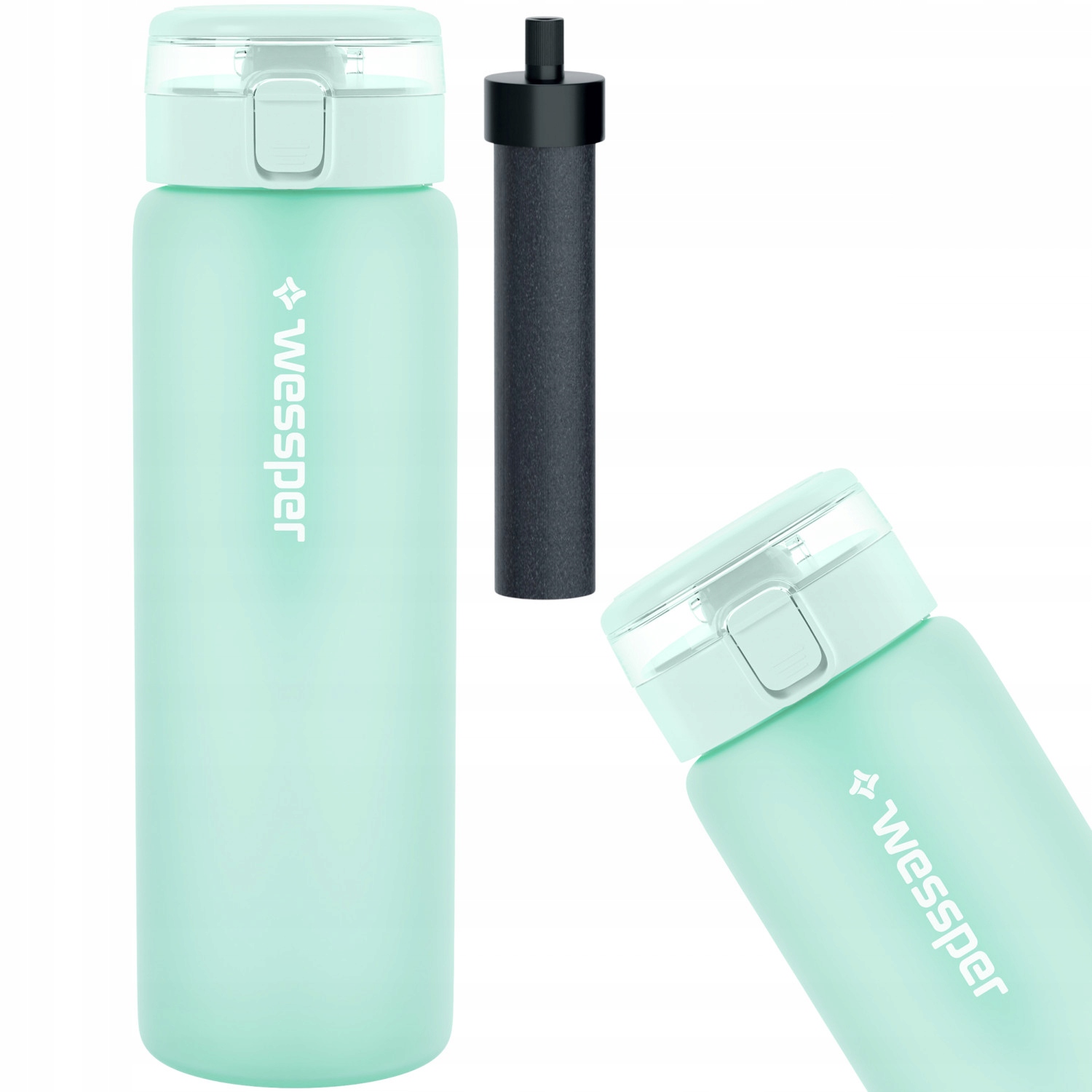 BIDON BUTELKA FILTRUJĄCA WODĘ SZKLANA MIĘTOWA